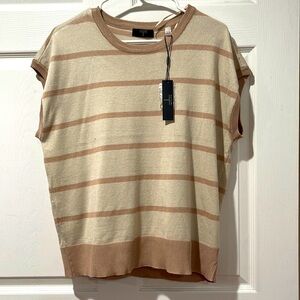 Tahari Brown/Tan Stripe Soft Top Sz L NWT